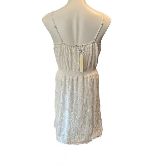 MM Couture by Miss Me Beaded Sequins Chiffon White Dress Size Small - Picture 6 of 10